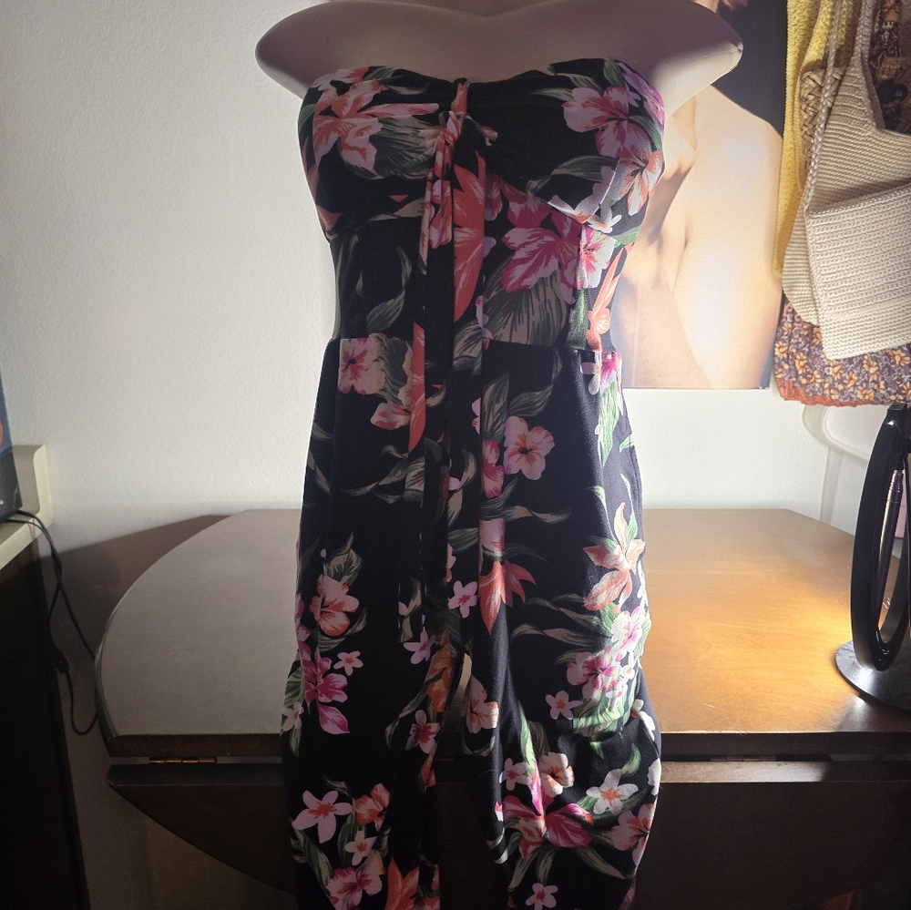 Tropical Floral Strapless Jumpsuit
